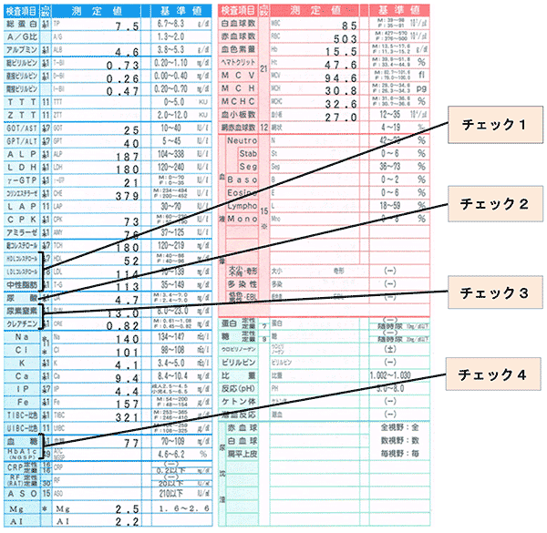 血液検査結果のここに注目